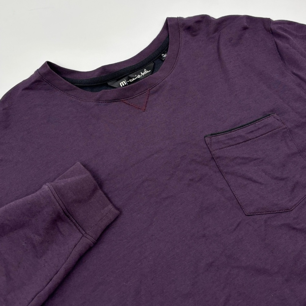Travis Mathew Men's XL Cotton Polyester Purple Henley Long Sleeve Pullover‎